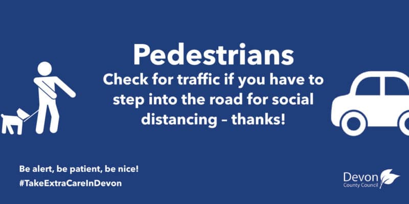 Pedestrians. Check for traffic if you have to step into the road for social distancing. Thanks