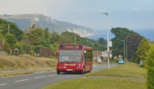 Red bus in Seaton, Devon