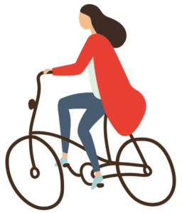 Graphic of lady cycling on a bicycle