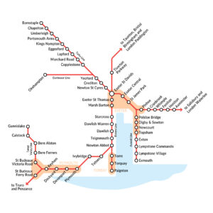 Diagram of Devon Rail Network